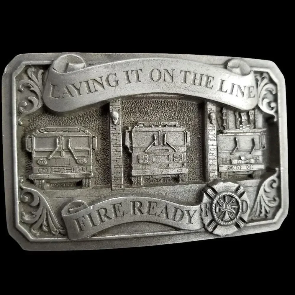Vintage Belt Buckle 1997 Pewter Fire Station Fire House First Responders USA C&J